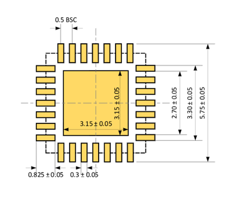 Mechanical Drawing - e-peas AEM20940 Thermal Energy Harvesting IC
